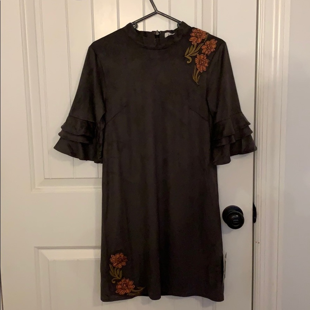 Mock Neck, Charcoal Gray Dress